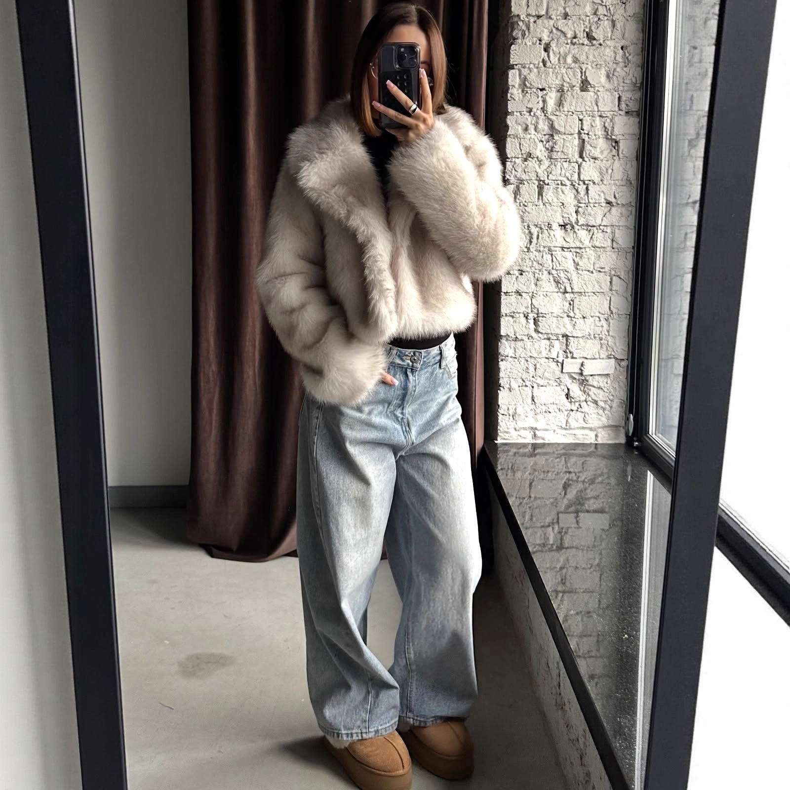 Autumn Winter Faux Fur Jacket Suit Collar Baggy Coat Short Furry Women Environmental Protection Fur Coat - Image 5