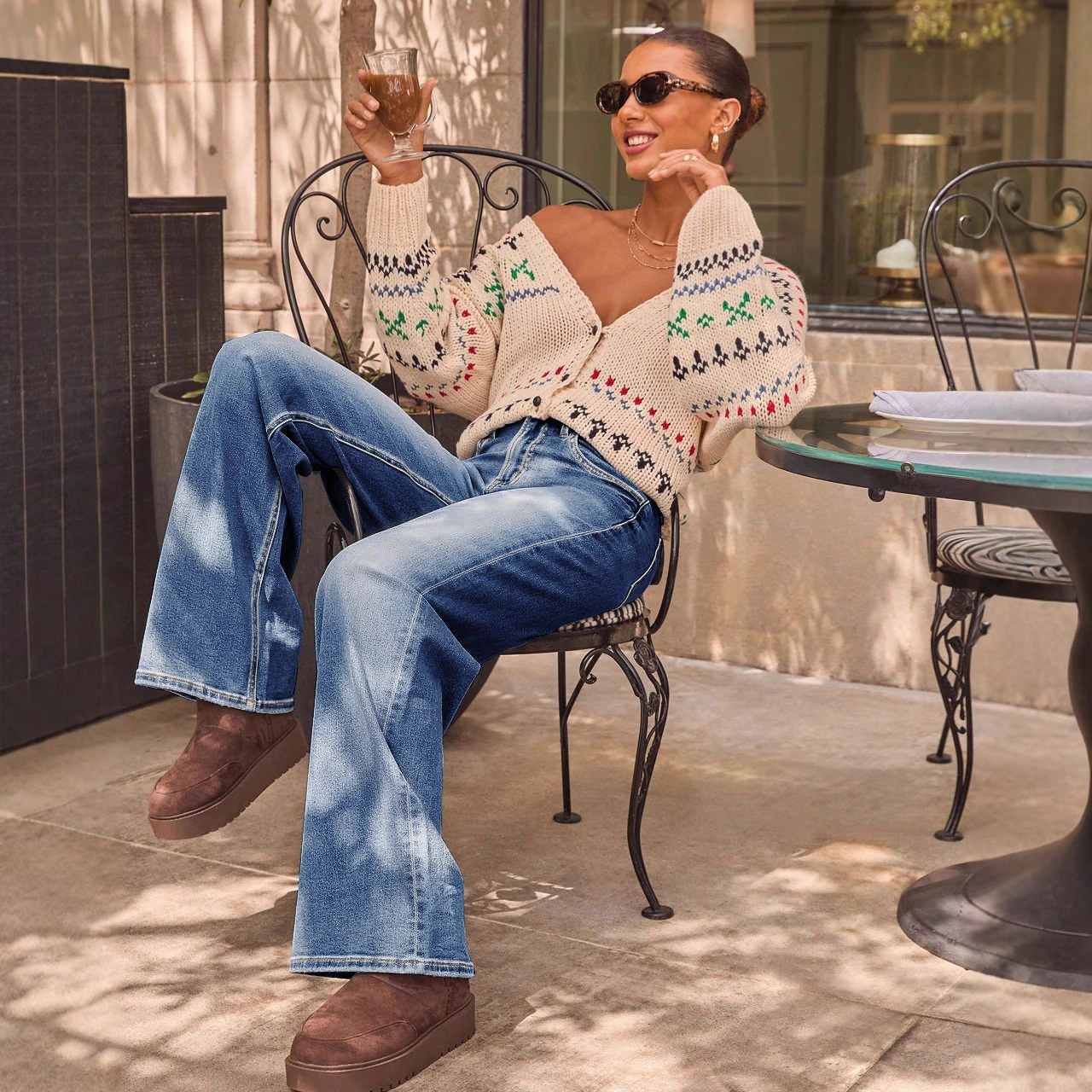 Women Autumn High Waist Retro Loose Wide Leg Jeans Loose Casual Denim Trousers - Image 3