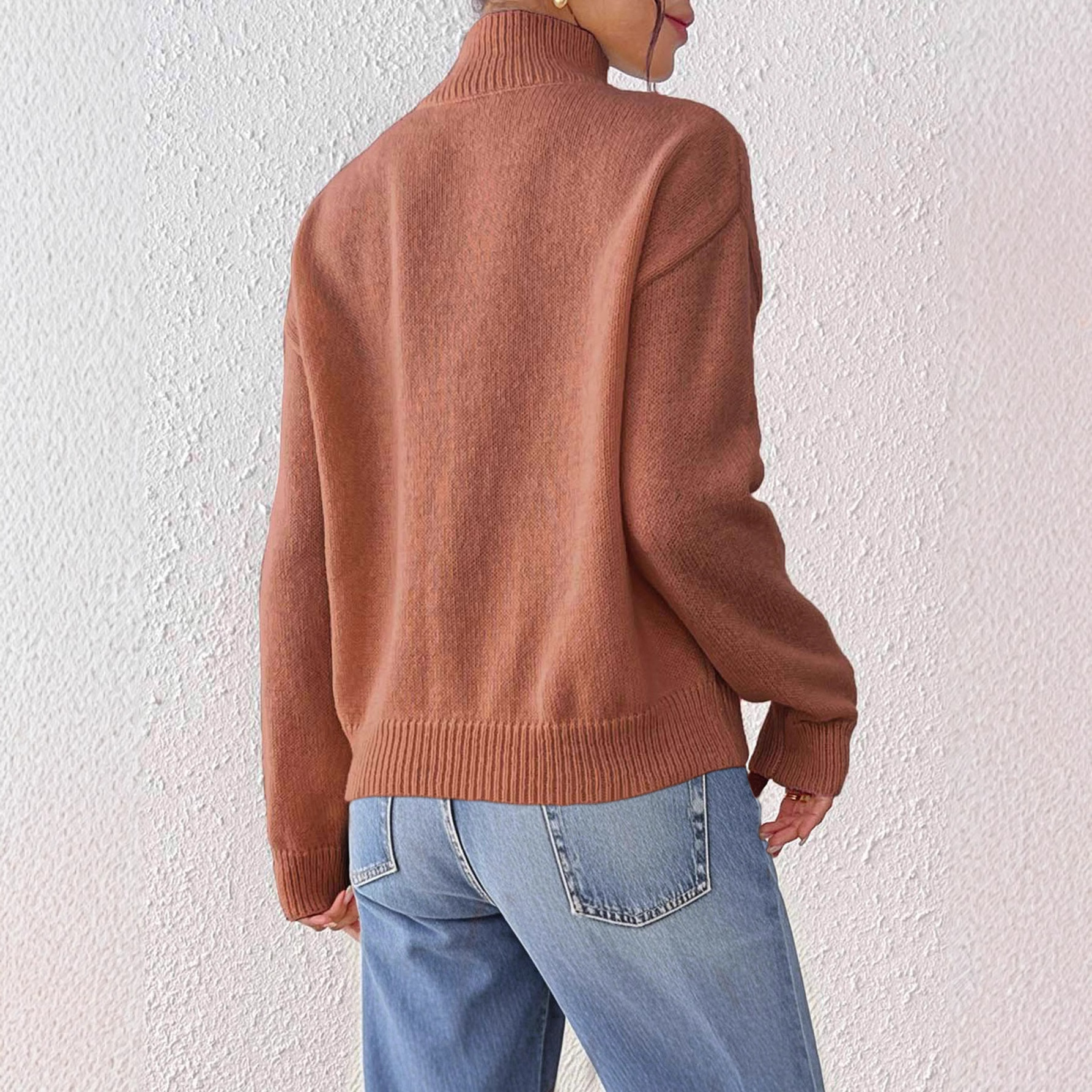 Women Clothing Personality Color Random Imitation Hand Crocheted Stitching Woven Top Pullover Sweater - Image 3