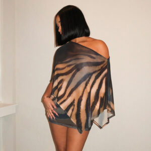 Women Clothing Winter Claw Pattern Printing Online Cape Top Package Hip Skirt Two Piece Sets