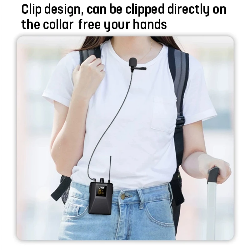 Audio UHF Wireless Lavalier Microphone with 30 Selectable Channels 50m Range for DSLR Camera Interview Live Recording - Image 6