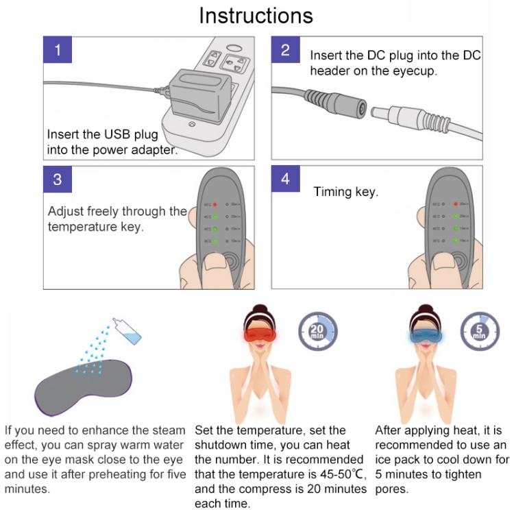 USB Charging Heating Steam Sleep Eye Mask - Image 5