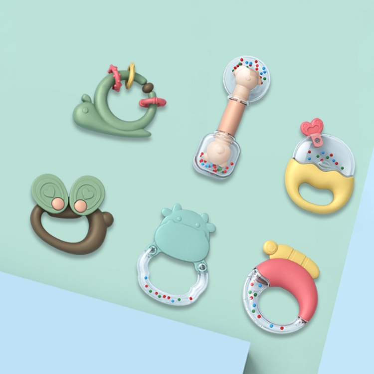 MoFun 2029A 2 in 1 Baby Rattle & Teether 6-piece Set with Whale Storage Box - Image 3