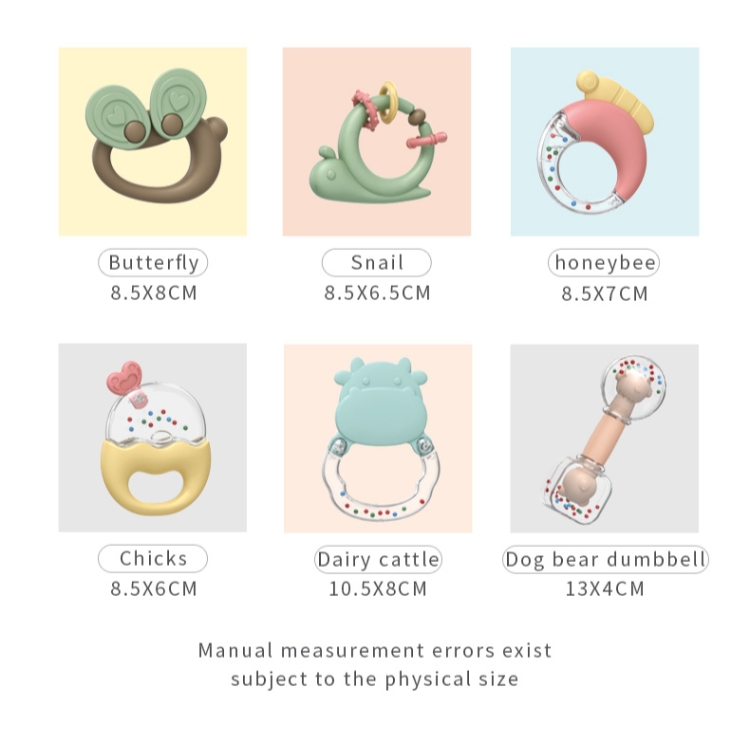 MoFun 2029A 2 in 1 Baby Rattle & Teether 6-piece Set with Whale Storage Box - Image 5