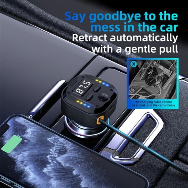 C69 PD 30W Fast Charger FM Transmitter Bluetooth Car Charger with Type-C Extendable Cable - Image 5