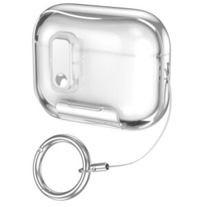 Glass-Coated Transparent Electroplated Lock Invisible Holder Earphone Cover with Metal Ring Buckle, For AirPods Pro 3