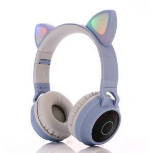 Cute Cat Ear Bluetooth 5.0 Headphones Foldable On-Ear Stereo Wireless Headset Headphone with Mic / LED Light / FM Radio / TF Card, SYA00833501F...