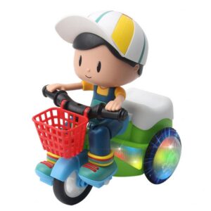 Electric Universal Stunt Tricycle Rotating Cartoon Toy Car with Light Music, Random Color Delivery, Boy, Girl