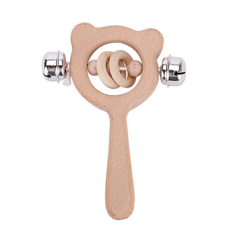 Baby Puzzle Early Education Hand Rattle Wooden Toy, Bear Bell, Bear Big Bead, Bear Small Bead, Bear Single Bead, Owl Bell