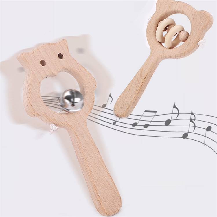 Baby Puzzle Early Education Hand Rattle Wooden Toy, Bear Bell, Bear Big Bead, Bear Small Bead, Bear Single Bead, Owl Bell - Image 3