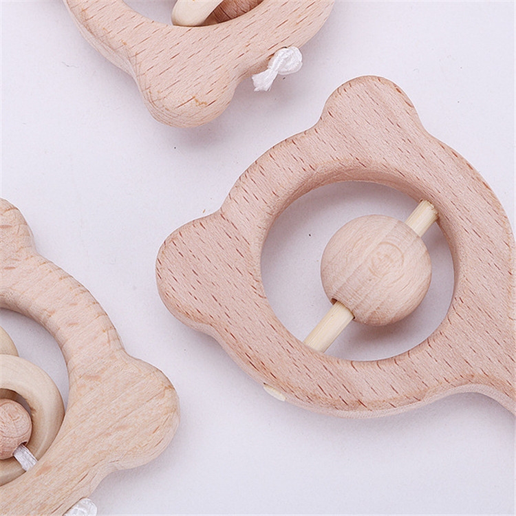 Baby Puzzle Early Education Hand Rattle Wooden Toy, Bear Bell, Bear Big Bead, Bear Small Bead, Bear Single Bead, Owl Bell - Image 4