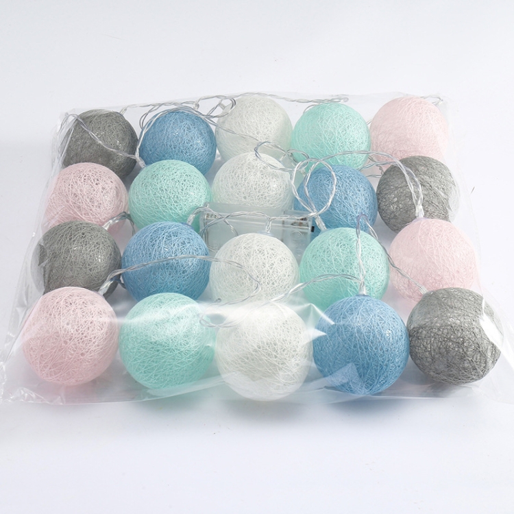 3M 20 Leds Cotton Ball Light String Holiday Wedding Christmas Party Bedroom Fairy Lights Outdoor LED Light Garland Decoration, USB, Battery, EU Plug - Image 3