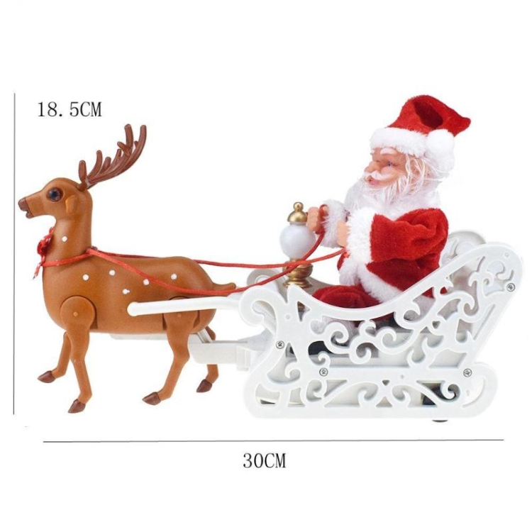 Novelty Creative Elk Sled Santa Claus Doll With Music Electric Universal Car Toy Christmas Gift - Image 4