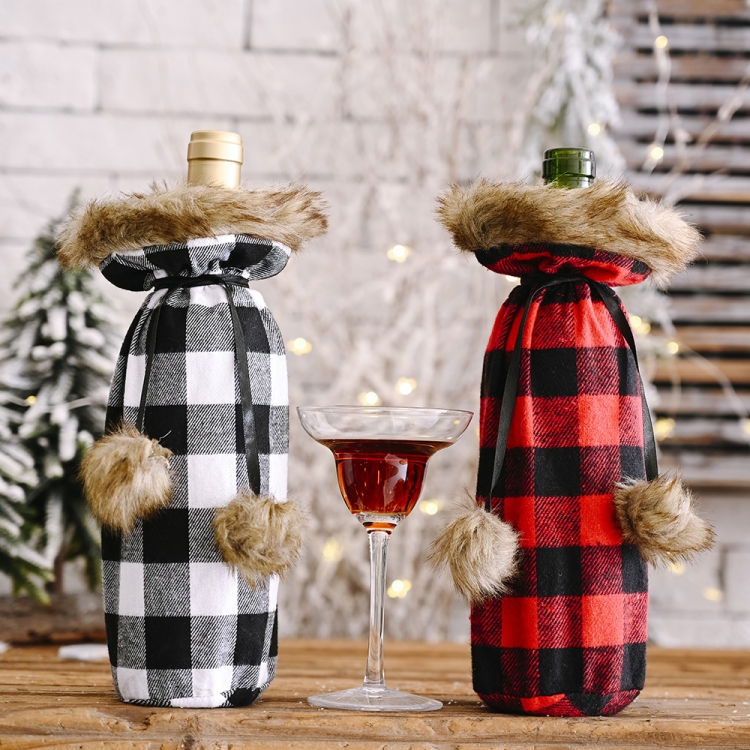 Christmas Items Pompoms Lattice Wine Bottle Cover Wine Bottle Bag - Image 2