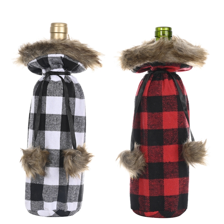 Christmas Items Pompoms Lattice Wine Bottle Cover Wine Bottle Bag - Image 3