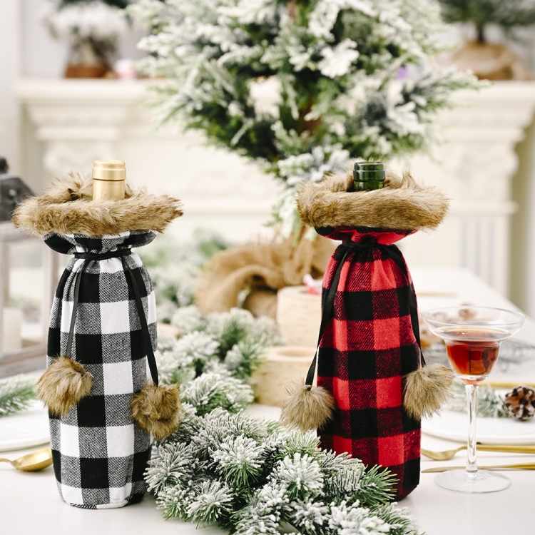 Christmas Items Pompoms Lattice Wine Bottle Cover Wine Bottle Bag - Image 4