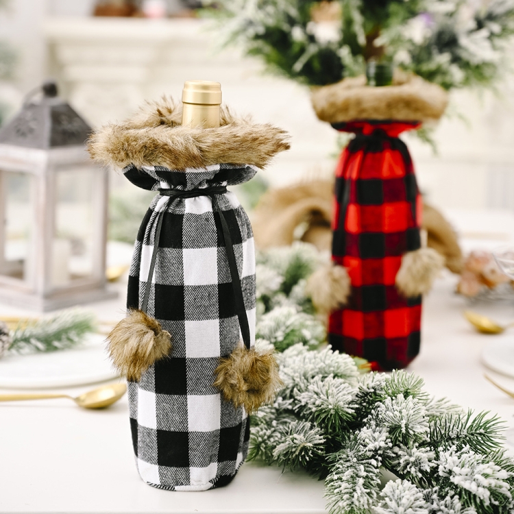 Christmas Items Pompoms Lattice Wine Bottle Cover Wine Bottle Bag - Image 5
