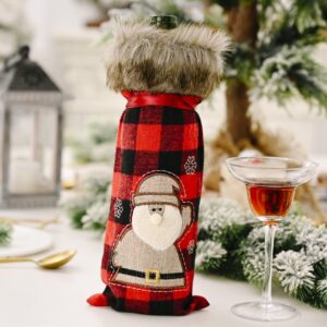 Decorations Red Lattice Wine Set Home Christmas Champagne Wine Bottle Set, Elderly, Snowman, Elk