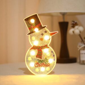 DIY Diamond Painting LED Night Light Sticking Diamond Christmas Decoration Table Lamp, Christmas Tree, Snowman