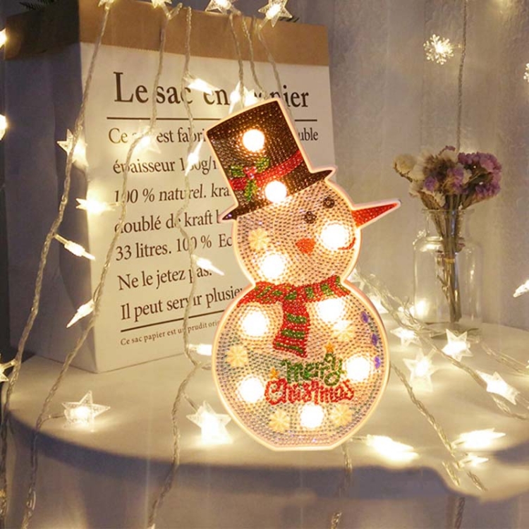 DIY Diamond Painting LED Night Light Sticking Diamond Christmas Decoration Table Lamp, Christmas Tree, Snowman - Image 2