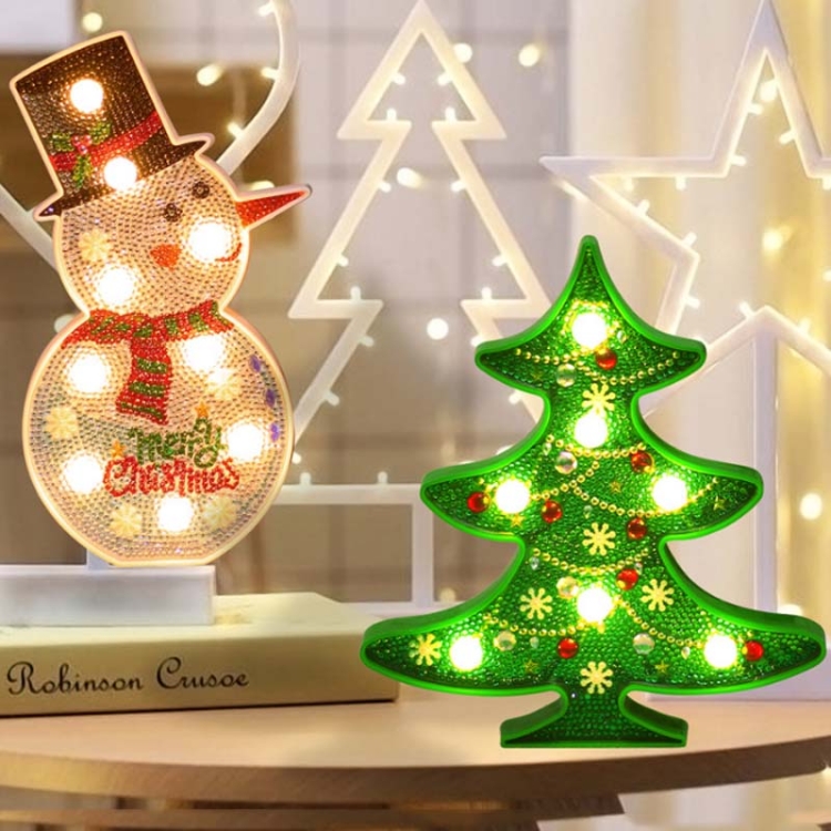 DIY Diamond Painting LED Night Light Sticking Diamond Christmas Decoration Table Lamp, Christmas Tree, Snowman - Image 4