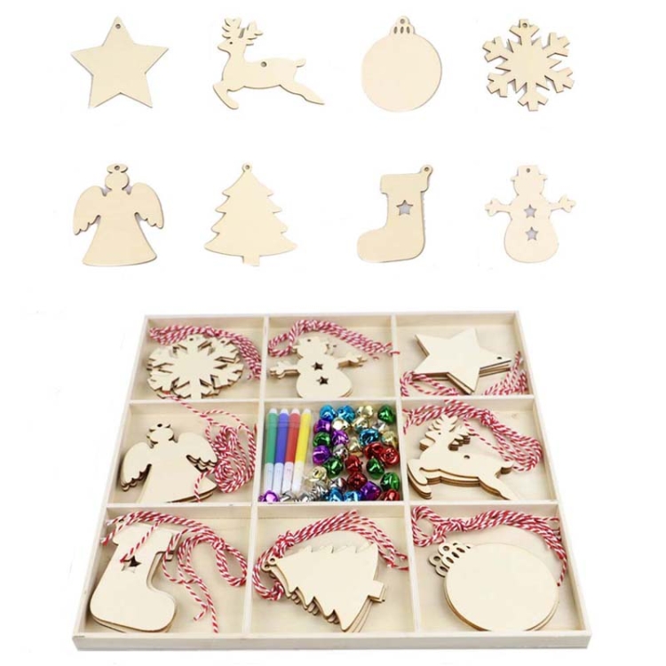 Christmas Creative DIY Decoration Gift Set Handmade Wood Chip Pendant, JM02027, JM02028, JM02029, JM02030, JM02031, JM02032, JM02033, JM02034...