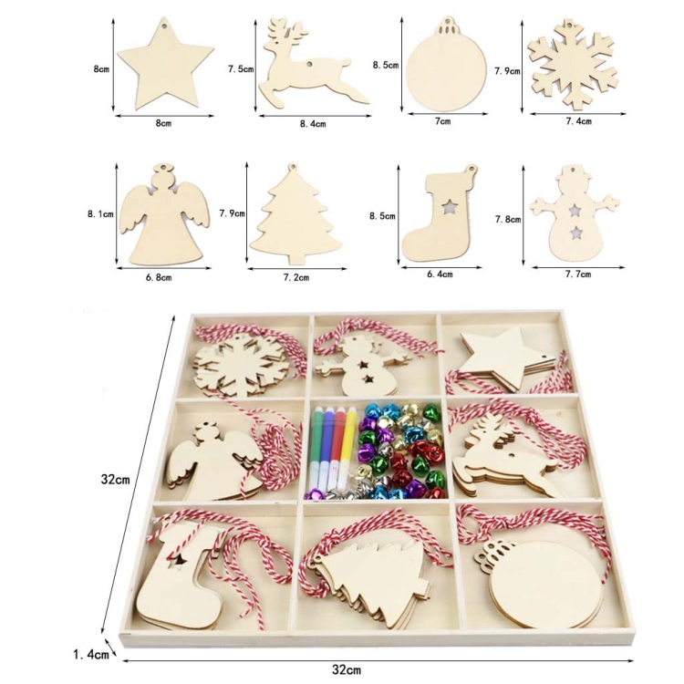 Christmas Creative DIY Decoration Gift Set Handmade Wood Chip Pendant, JM02027, JM02028, JM02029, JM02030, JM02031, JM02032, JM02033, JM02034... - Image 2