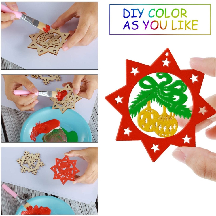 Christmas Creative DIY Decoration Gift Set Handmade Wood Chip Pendant, JM02027, JM02028, JM02029, JM02030, JM02031, JM02032, JM02033, JM02034... - Image 3