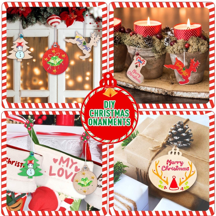 Christmas Creative DIY Decoration Gift Set Handmade Wood Chip Pendant, JM02027, JM02028, JM02029, JM02030, JM02031, JM02032, JM02033, JM02034... - Image 7