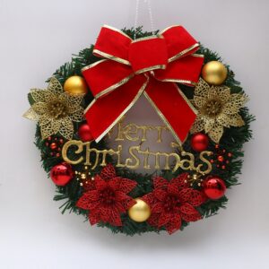 Christmas Decoration Wreath Garland Rattan Door Hanging, Red Flower, Double Clock, Chain, Gold, Double Bell Gift Pack, Big Branch, Old Man...