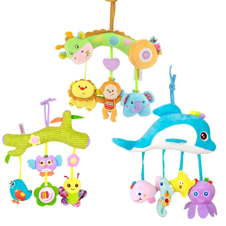 Baby Toys 0-1 Year Old Animal Bed Bells Soothing Plush Toys Baby Rattles Baby Carriage Hanging, A Crossbar - Deer, B Crossbar - Dolphins... - Image 2