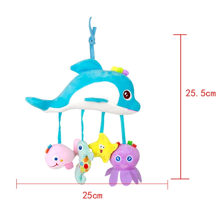 Baby Toys 0-1 Year Old Animal Bed Bells Soothing Plush Toys Baby Rattles Baby Carriage Hanging, A Crossbar - Deer, B Crossbar - Dolphins... - Image 3