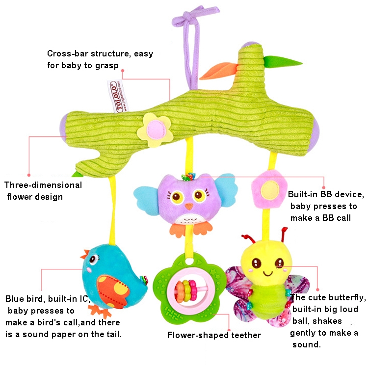 Baby Toys 0-1 Year Old Animal Bed Bells Soothing Plush Toys Baby Rattles Baby Carriage Hanging, A Crossbar - Deer, B Crossbar - Dolphins... - Image 4