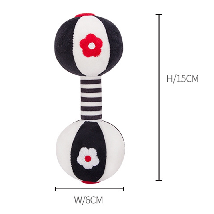 TOLOLO 1 Pair Baby Vision Training Early Educational Toy Newborn Chasing Black And White Sand Hammer Dumbbell Baby Rattle, T168263-2 - Image 3