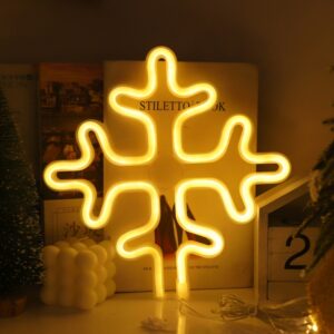 Christmas Decoration Neon Lights Wall-Mounted Ornaments, Spec:, Snowflake-Warm Light, Tree-Green Light, Tree-Colorful Light, Elk-Warm Light...