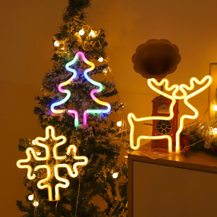 Christmas Decoration Neon Lights Wall-Mounted Ornaments, Spec:, Snowflake-Warm Light, Tree-Green Light, Tree-Colorful Light, Elk-Warm Light... - Image 6