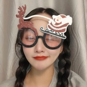 Christmas Weird Glasses Personalized Christmas Hair Clip, Deer Pulling Old Man, Christmas Bells, Large Oh Christmas Hat