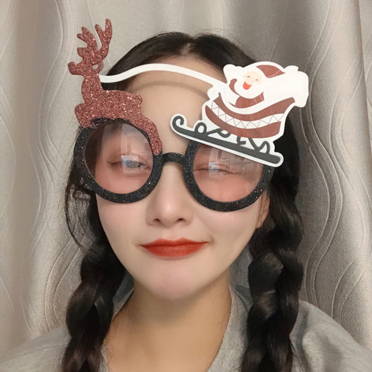 Christmas Weird Glasses Personalized Christmas Hair Clip, Deer Pulling Old Man, Christmas Bells, Large Oh Christmas Hat