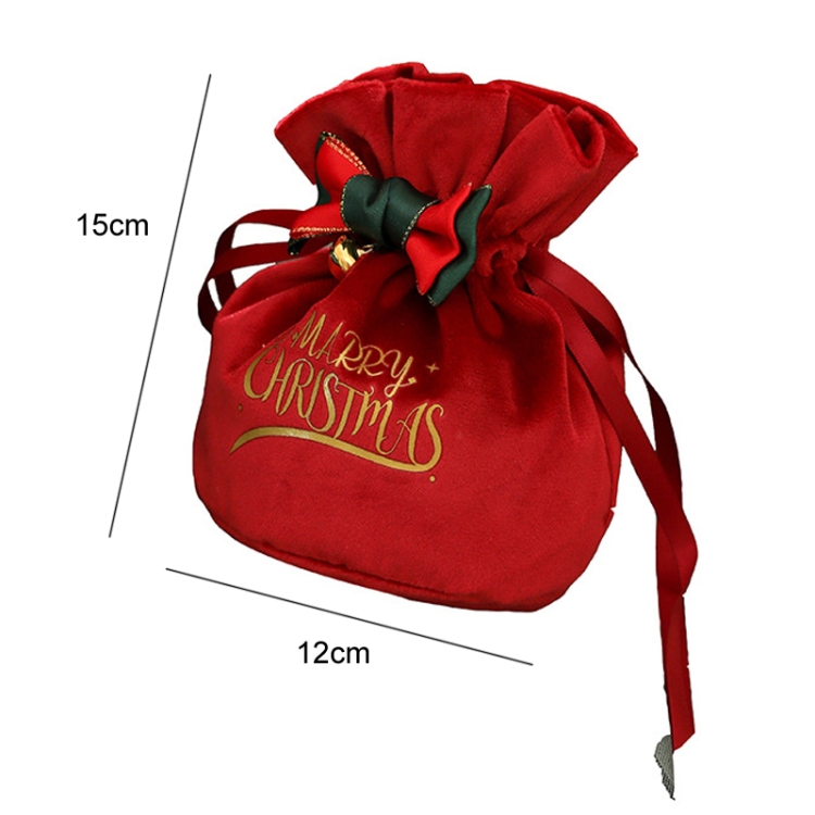 Christmas Gift Bag Christmas Eve Velvet Candy Bundle Bag, Dark Green Style 1, Wine Red Style 2 - Image 3