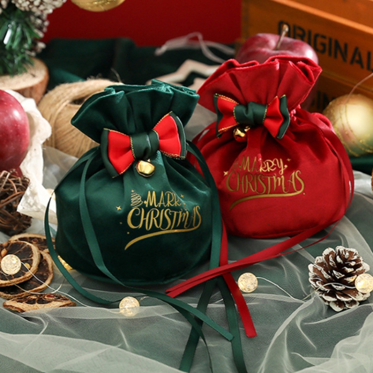 Christmas Gift Bag Christmas Eve Velvet Candy Bundle Bag, Dark Green Style 1, Wine Red Style 2 - Image 6