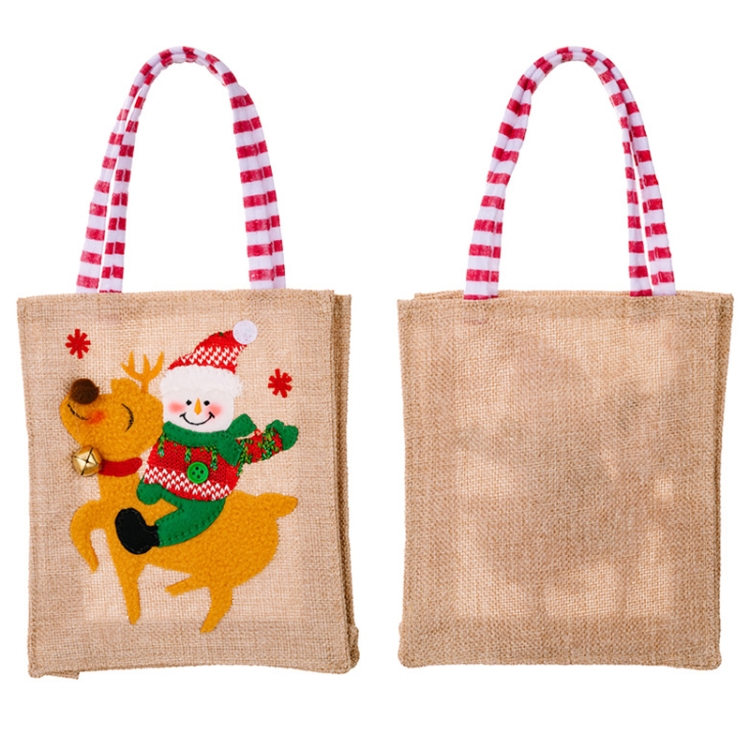 Christmas Decoration Riding Deer Tote Bag Kids Candy Cartoon Gift Bag, Striped Odl Man, Striped Snowman, Antlers Old Man, Antlers Snowman - Image 3