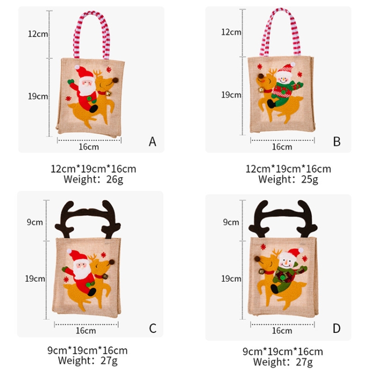 Christmas Decoration Riding Deer Tote Bag Kids Candy Cartoon Gift Bag, Striped Odl Man, Striped Snowman, Antlers Old Man, Antlers Snowman - Image 4