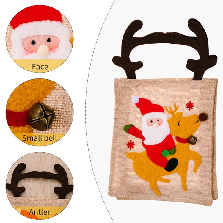 Christmas Decoration Riding Deer Tote Bag Kids Candy Cartoon Gift Bag, Striped Odl Man, Striped Snowman, Antlers Old Man, Antlers Snowman - Image 5