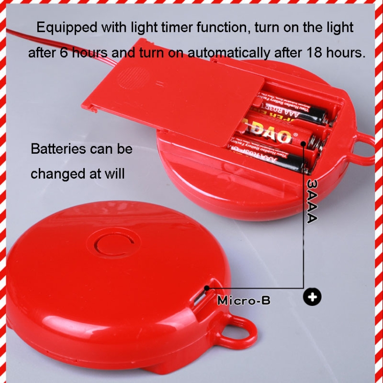 Christmas Wreath Timing Lighting Lights Door Decorations Pine Needle Ornaments Showcase, Red Flower, Golden Flower - Image 3