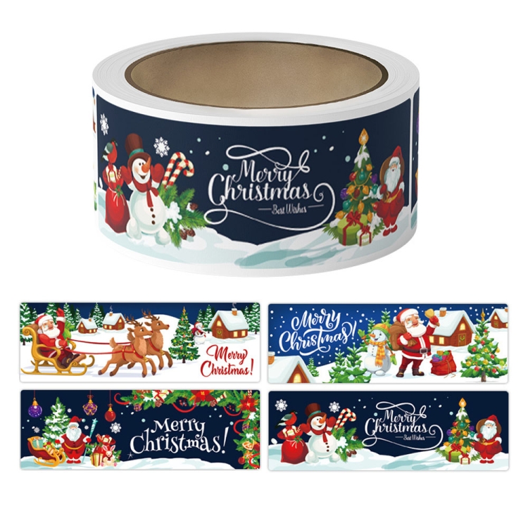120pcs /Roll Christmas Self-adhesive Label Stickers Cartoon Printed Rectangular Sealing Sticker, K-147-R1