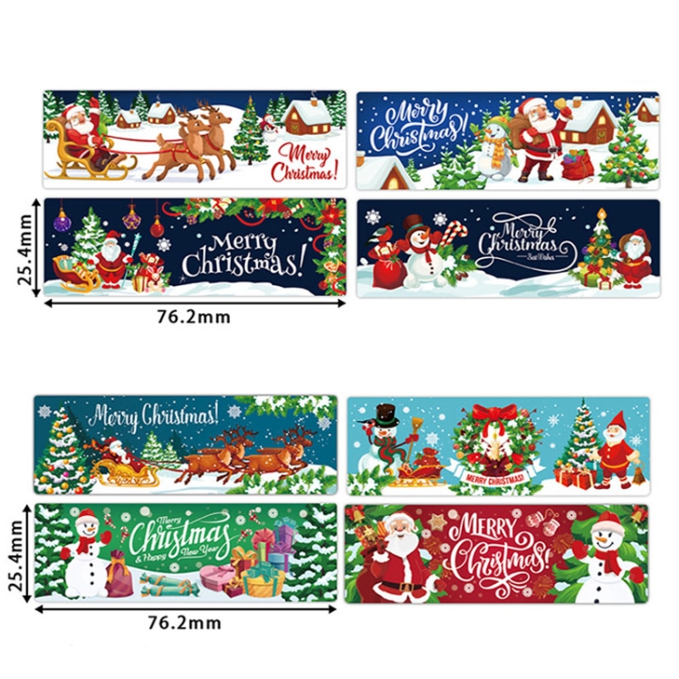 120pcs /Roll Christmas Self-adhesive Label Stickers Cartoon Printed Rectangular Sealing Sticker, K-147-R1 - Image 3