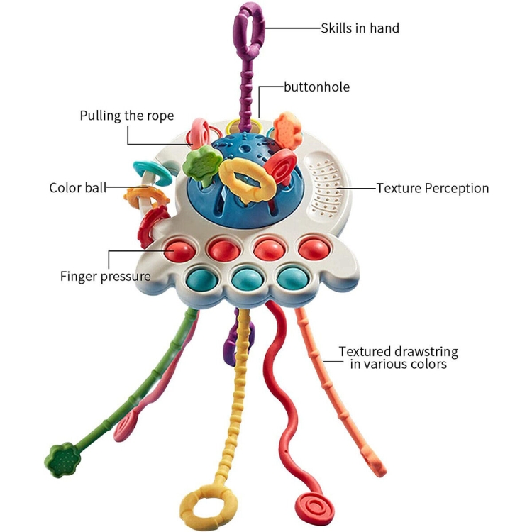 Baby Puzzle Fun Finger Pumping Toys Enlightenment Early Teaching Toys, Octopus (Blue), Octopus (Red), Cartoon Crab (Orange), Cartoon Crab (Green)... - Image 2