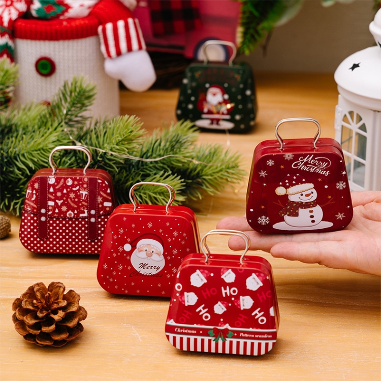 Christmas Decorations Handbag-shaped Candy Box Children Gift Iron Box, A, B, C, D, E - Image 5
