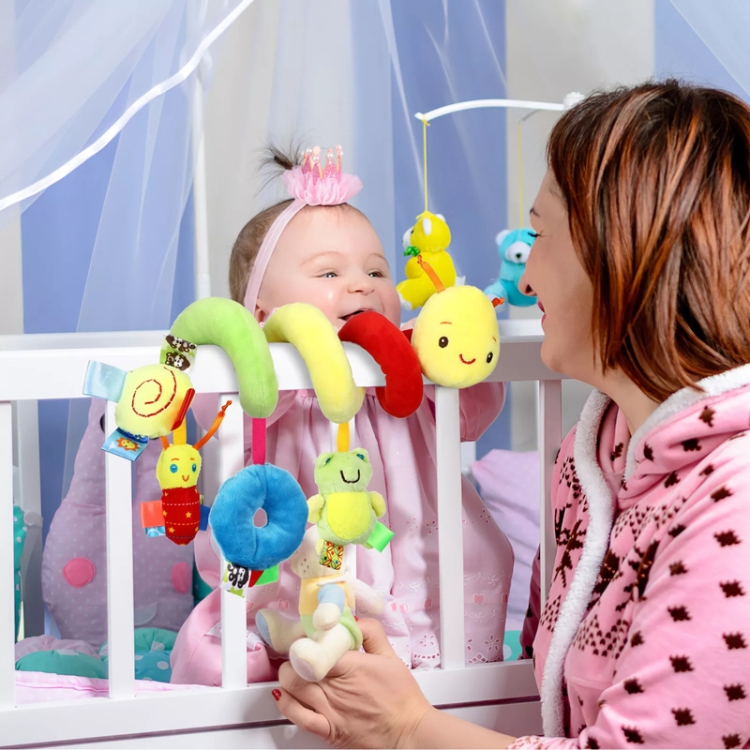 Baby Caterpillar Cot Spiral Toy Cartoon Animal Baby With Rattle Bee Pram Hanging Soothing Toy, H033B - Image 9