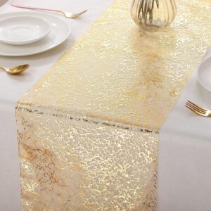 Simple Gold-stamped Table Runner for Event Party, Wedding , Christmas 11 x 108 Inch